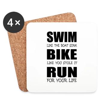 Triathlon Swim Bike Run Marathon - Coasters (set of 4) - white - Front