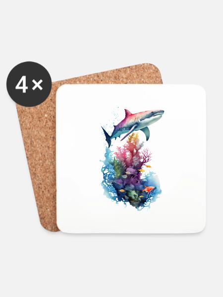 Hai Ocean Landschaft - Untersetzer (4er-Set) - Weiß