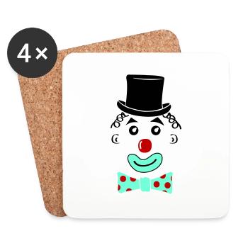 Sourire de clown - Dessous de verre (lot de 4) - blanc - Devant
