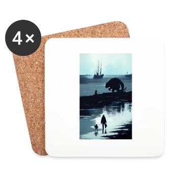 AsiStyle Sea Monster - Coasters (set of 4) - white - Front