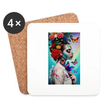 OEUVRE Flower Power Girl - Dessous de verre (lot de 4) - blanc - Devant