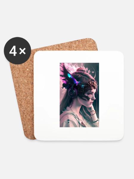 ARTWORK Dragon Girl Mel - Untersetzer (4er-Set) - Weiß