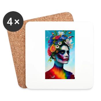 ARTWORK Flower Head Rainbow - Coasters (set of 4) - white - Front