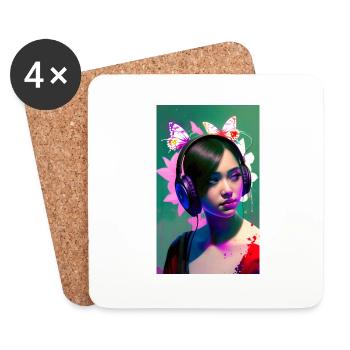 ARTWORK Headphones Girl Lea - Coasters (set of 4) - white - Front