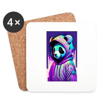 ARTWORK Panda Gangsta - Untersetzer (4er-Set) - Weiß - Vorne