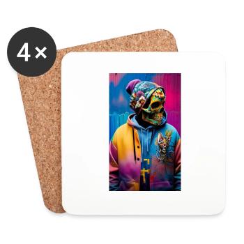 ARTWORK Skull Boss - Coasters (set of 4) - white - Front