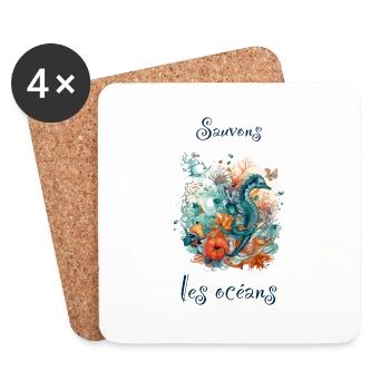 L'hippocampe - Dessous de verre (lot de 4) - blanc - Devant