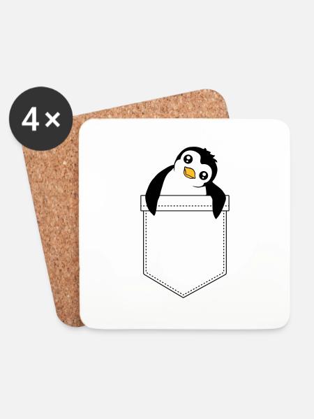 Süßer Kleiner Pinguin Brusttasche Reise Tasche - Untersetzer (4er-Set) - Weiß