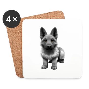 Chiot Berger Allemand Propriétaire Chien - Dessous de verre (lot de 4) - blanc - Devant