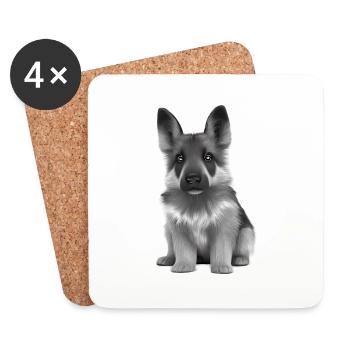Propriétaire de chiot berger allemand - Dessous de verre (lot de 4) - blanc - Devant