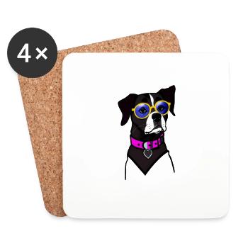 Cool dog with glasses - Coasters (set of 4) - white - Front