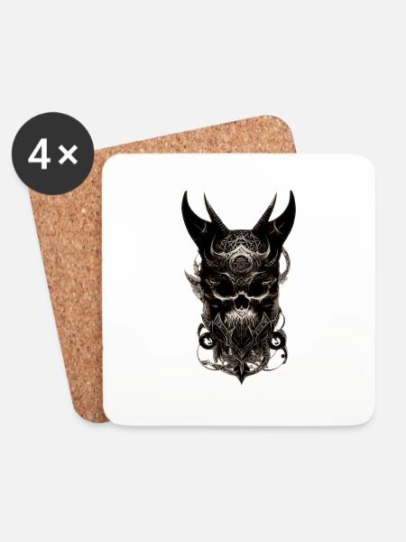 Skull with horns - Coasters (set of 4) - white
