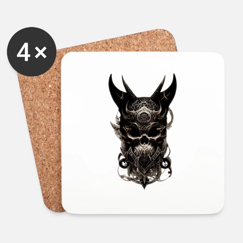 Skull mit Hörnern - Untersetzer (4er-Set) - Weiß