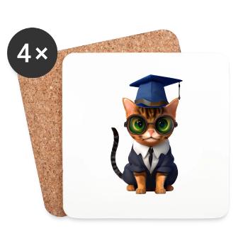 Bachelor Cat Studies Graduate School Leaving Certificate - Dessous de verre (lot de 4) - blanc - Devant