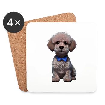 Propriétaire de chien Caniche Chien amour Caniche chiot Chien chiot - Dessous de verre (lot de 4) - blanc - Devant