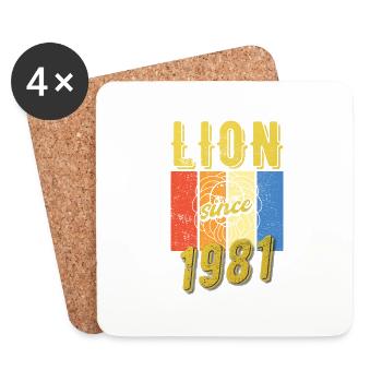 Léo 1981 Zodiac Cadeau d’anniversaire - Dessous de verre (lot de 4) - blanc - Devant