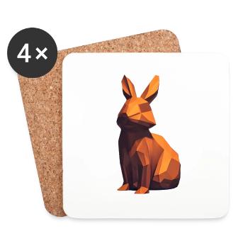Wooden rabbit - Coasters (set of 4) - white - Front