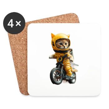 Cat Astronaut Pet Gift - Coasters (set of 4) - white - Front