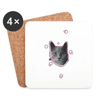 Katze - Untersetzer (4er-Set) - Weiß - Vorne