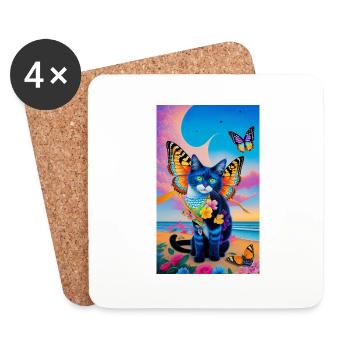 Lovely Cat - Untersetzer (4er-Set) - Weiß - Vorne