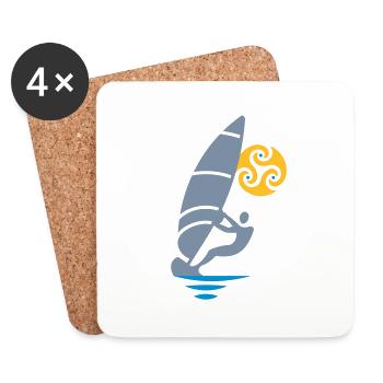 Planche à voile tribale - Dessous de verre (lot de 4) - blanc - Devant