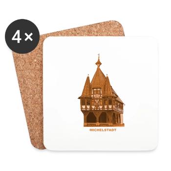 Michelstadt Rathaus Odenwald Hessen - Untersetzer (4er-Set) - Weiß - Vorne