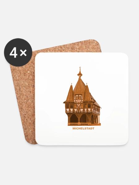 Michelstadt Rathaus Odenwald Hessen - Untersetzer (4er-Set) - Weiß