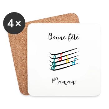 BONNE FÊTE MAMAN. MAMAN. FÊTE DES MÈRES. FÊTE - Dessous de verre (lot de 4) - blanc - Devant