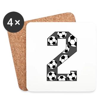 2 Geburtstag Fußball grau - Untersetzer (4er-Set) - Weiß - Vorne