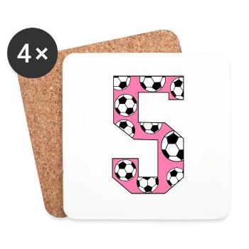 5. Geburtstag Fußball rosa - Untersetzer (4er-Set) - Weiß - Vorne