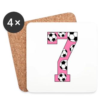 7 Birthday Football Pink - Coasters (set of 4) - white - Front