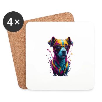 Chien 2 - Dessous de verre (lot de 4) - blanc - Devant