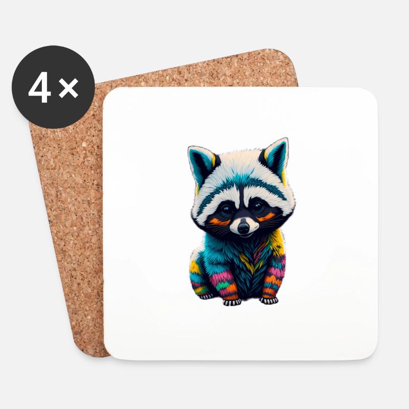 Racoon 4 - Untersetzer (4er-Set) - Weiß
