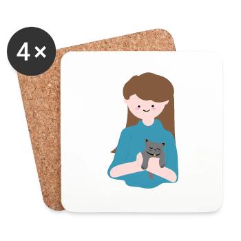 Katze sitzt in menschlicher Handfläche3 - Untersetzer (4er-Set) - Weiß - Vorne