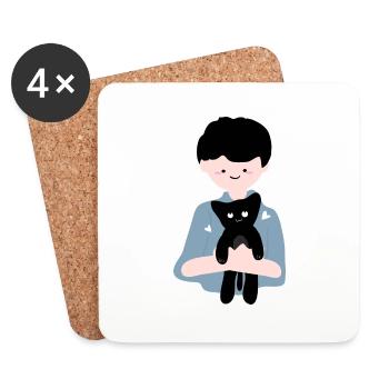 Katze sitzt in menschlicher Handfläche4 - Untersetzer (4er-Set) - Weiß - Vorne