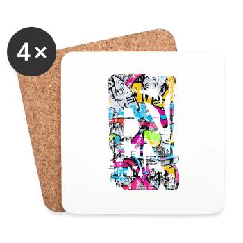 Graffiti style Splash hip hop couleurs peintre couleur - Dessous de verre (lot de 4) - blanc - Devant