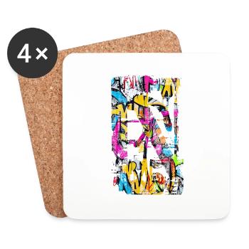 Graffiti style Splash hip hop colors painter color - Coasters (set of 4) - white - Front