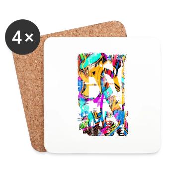 Graffiti style Splash hip hop couleurs peintre couleur - Dessous de verre (lot de 4) - blanc - Devant
