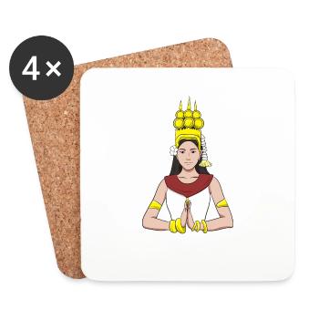 Cambodge Tradition Danse Khmer Apsara I Cadeau - Dessous de verre (lot de 4) - blanc - Devant