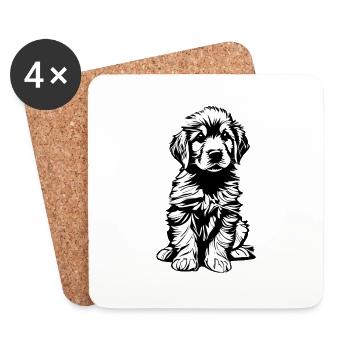 Chiot Labrador propriétaire Labrador Retriever - Dessous de verre (lot de 4) - blanc - Devant