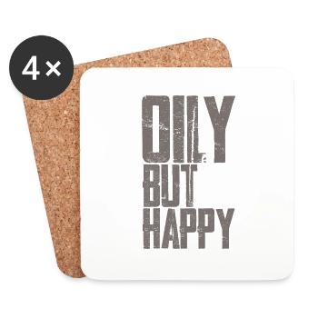Oily But Happy 3 - Untersetzer (4er-Set) - Weiß - Vorne