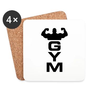 GYM Mann mit Muskeln - Untersetzer (4er-Set) - Weiß - Vorne
