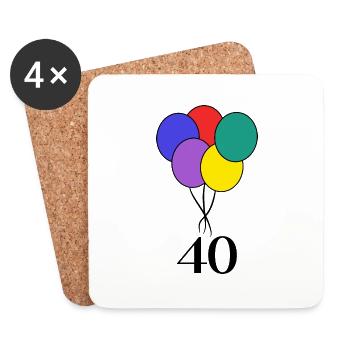 40. 40 ANS. 40e ANNIVERSAIRE. ANNIVERSAIRE 40 ANS. - Dessous de verre (lot de 4) - blanc - Devant