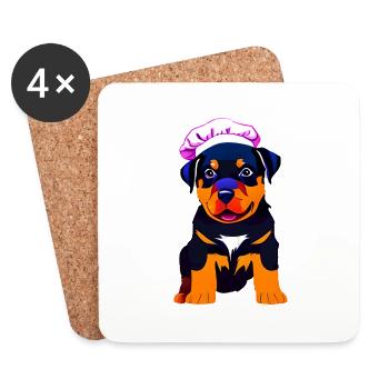 Rottweiler Restaurateur Dog Puppy Dogs Cooking Dog - Coasters (set of 4) - white - Front