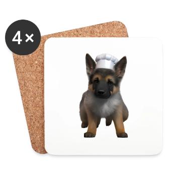 Propriétaire de chiot berger allemand - Dessous de verre (lot de 4) - blanc - Devant