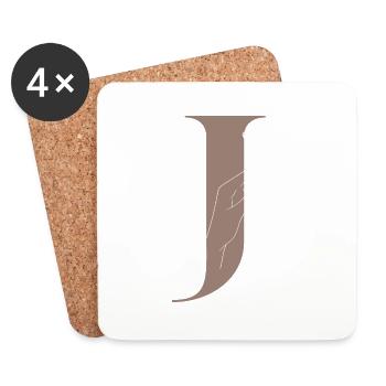 Letter J Magic Butterfly - Coasters (set of 4) - white - Front