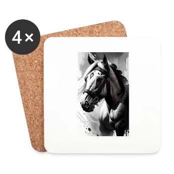Cheval | Équitation | Animal | Monture | Coloré - Dessous de verre (lot de 4) - blanc - Devant