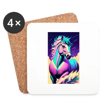 Horse | Horseback riding | Animal | Mount | Colorful - Coasters (set of 4) - white - Front