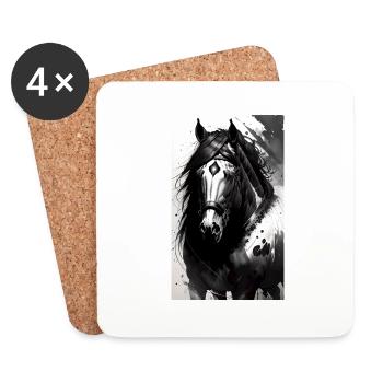Horse | Horseback riding | Animal | Mount | Colorful - Coasters (set of 4) - white - Front