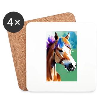 Horse | Horseback riding | Animal | Mount | Colorful - Coasters (set of 4) - white - Front